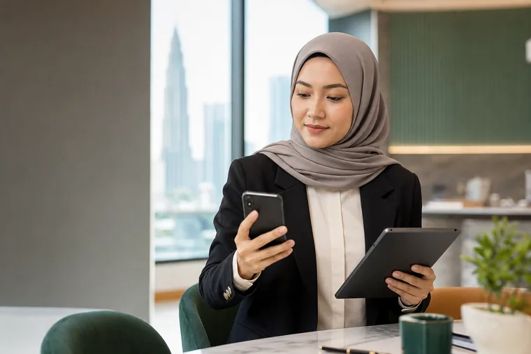 A Malaysian business professional using a Talktide local number